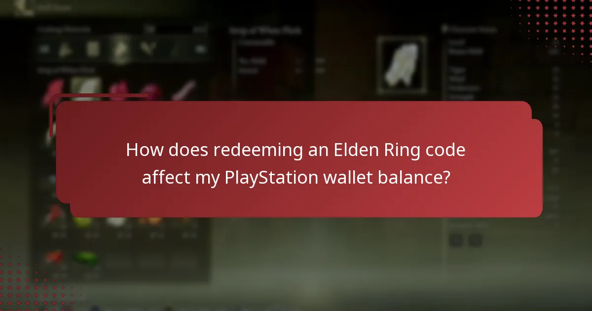 How does redeeming an Elden Ring code affect my PlayStation wallet balance?