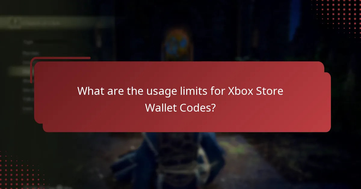 What are the usage limits for Xbox Store Wallet Codes?